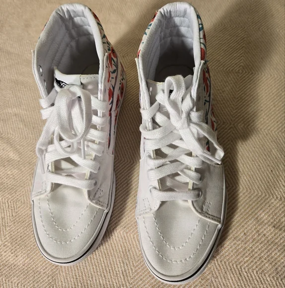 NWOB VANS Project X Flower SK8-Hi White Red Poppy Women's 5 Men's 3.5 Euro 34.5 - Picture 5 of 8